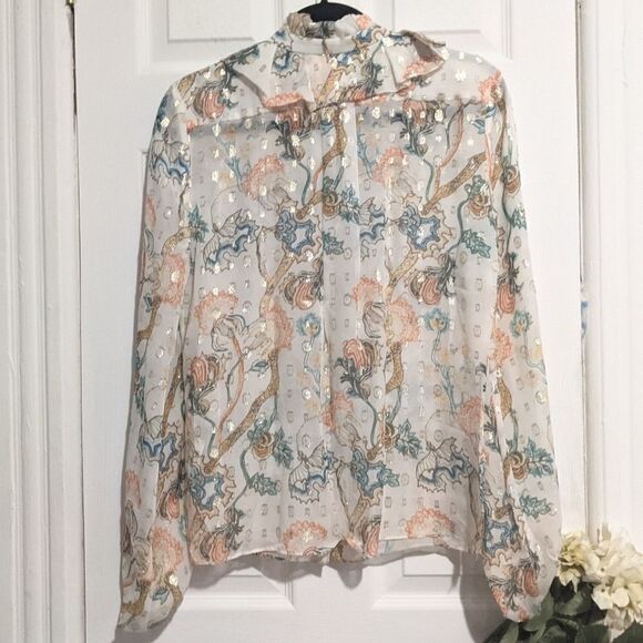 Chloe Floral Printed Blouse in Silk Lurex - Picture 13 of 16